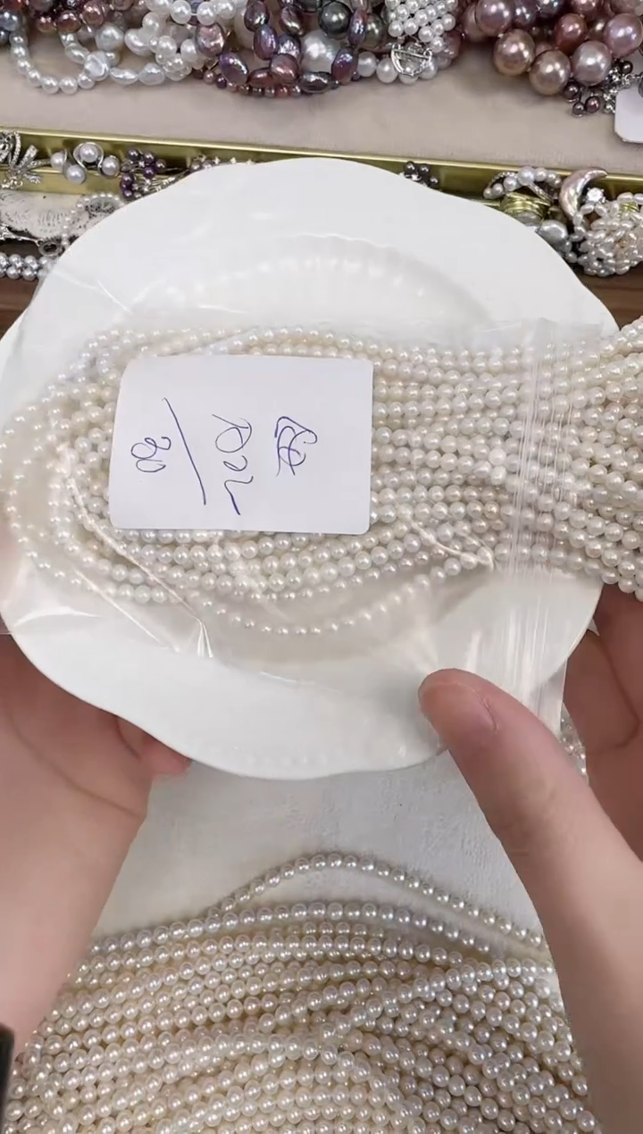 未镶嵌裸珠一条3-4mm淡水珍珠发一条  a02