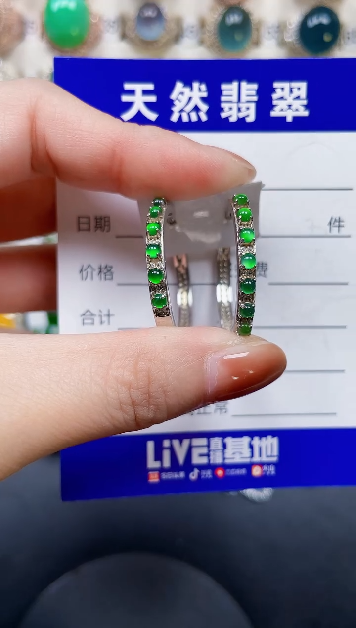 银S925镶嵌翡翠耳饰268