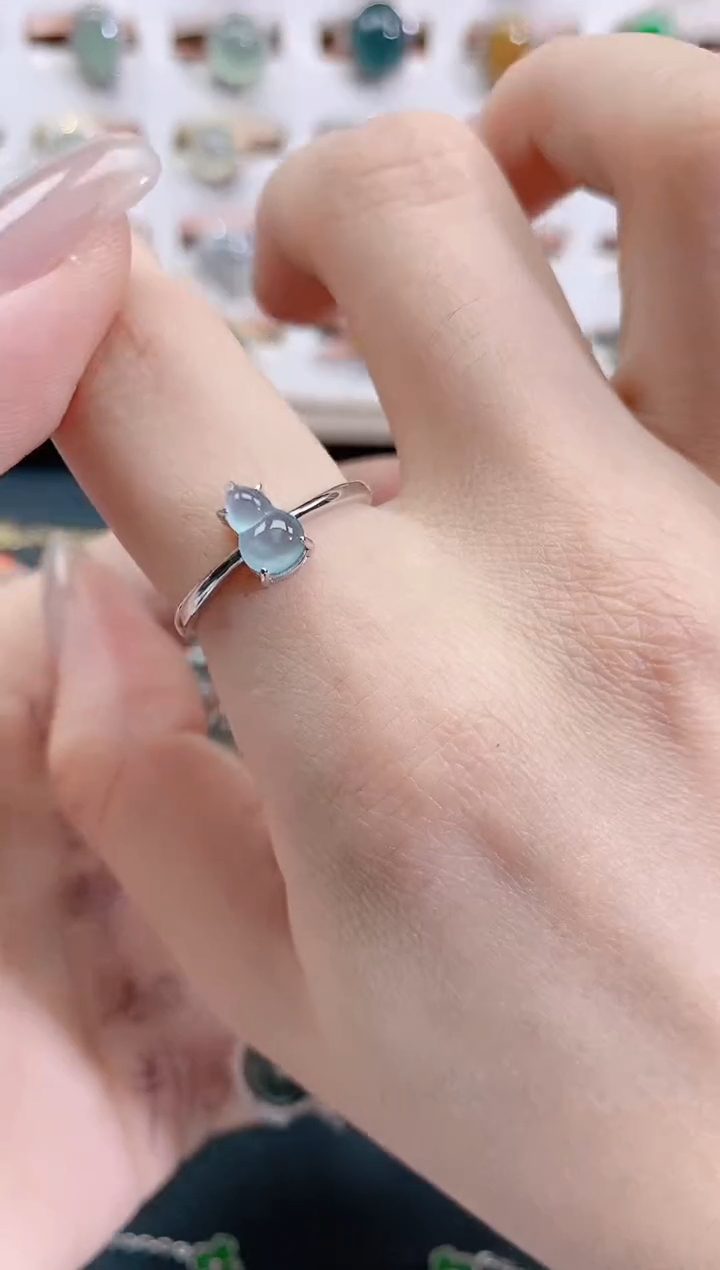 银S925镶嵌戒指翡翠天然翡翠