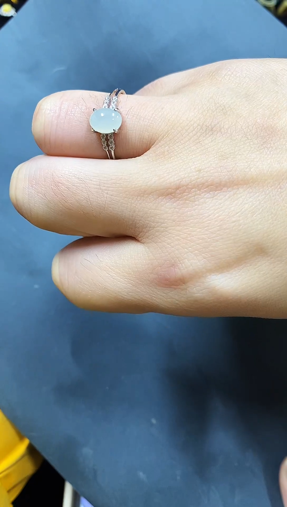 银S925镶嵌戒指翡翠翡翠戒指925银镶