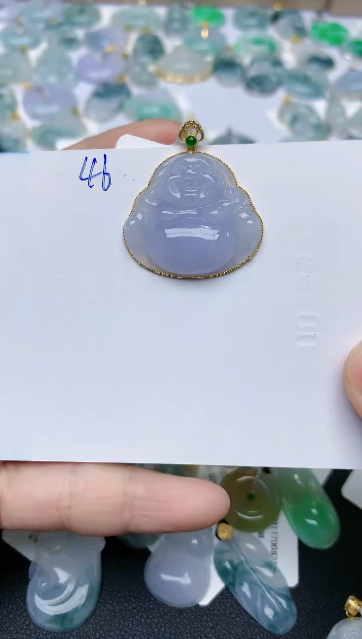【闪购商品】翡翠颈饰18K金镶嵌天然翡翠A货    