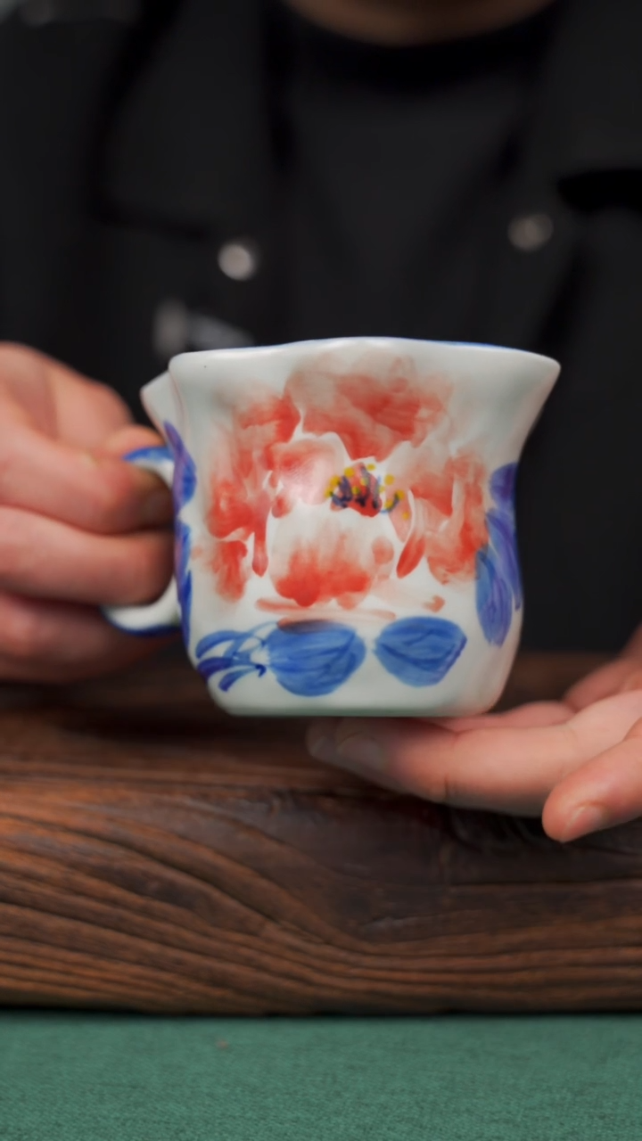 【闪购商品】瓷片寻一缕瓷香杯釉下手工手绘瓷器 牡丹咖啡杯