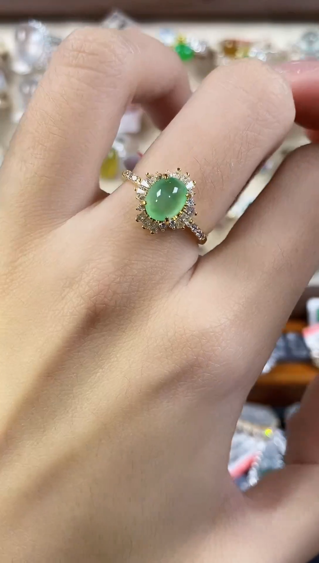 银S925镶嵌戒指翡翠天然A货翡翠66