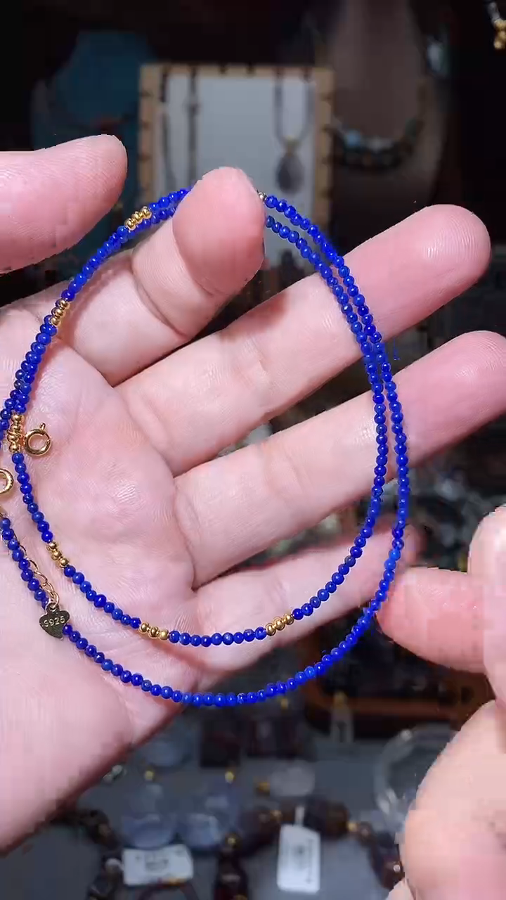 青金石银S925镶嵌项链多样性发一条