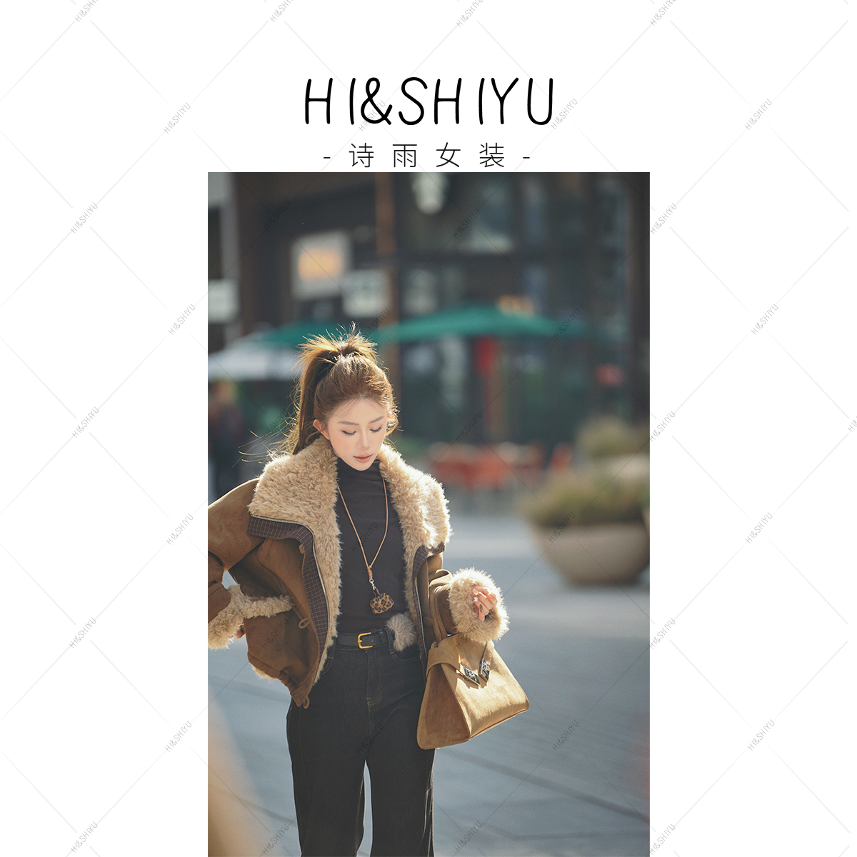 诗雨设计【城市探险】25年新款时尚气质休闲韩系麂皮外套