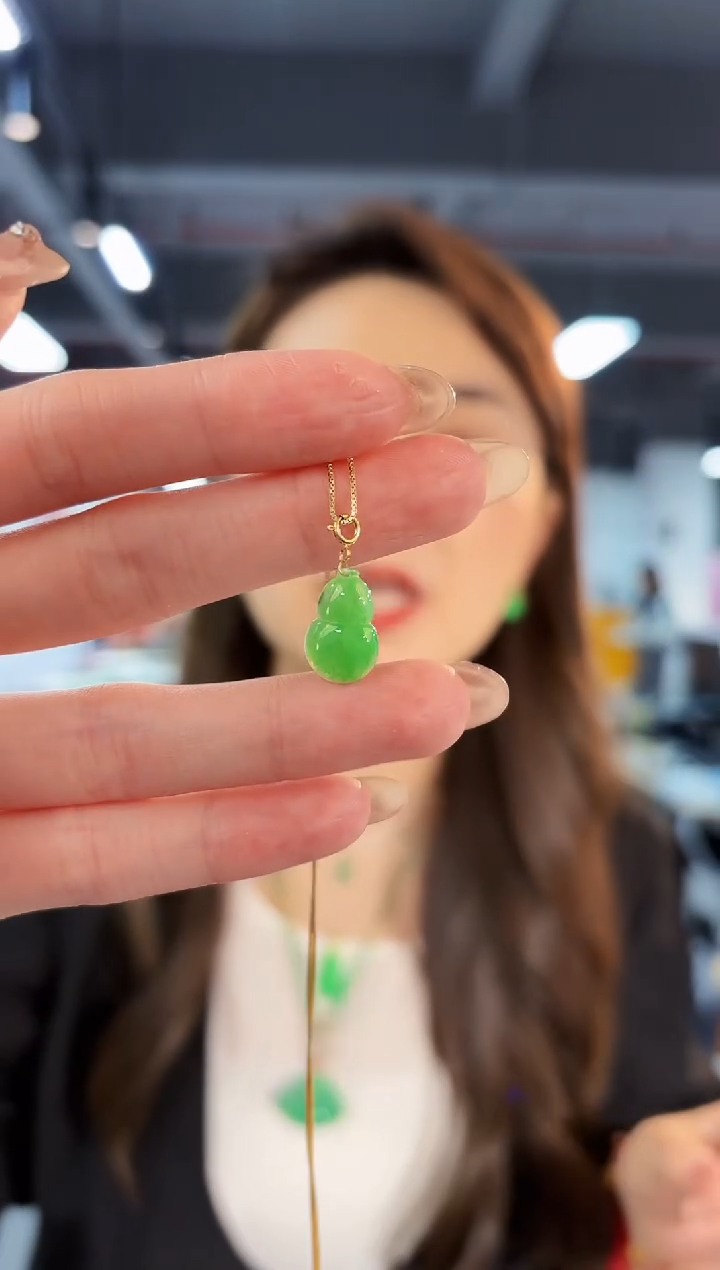 【闪购商品】翡翠吊坠(不含链)18K金镶嵌缅料A货/支持复检/一件