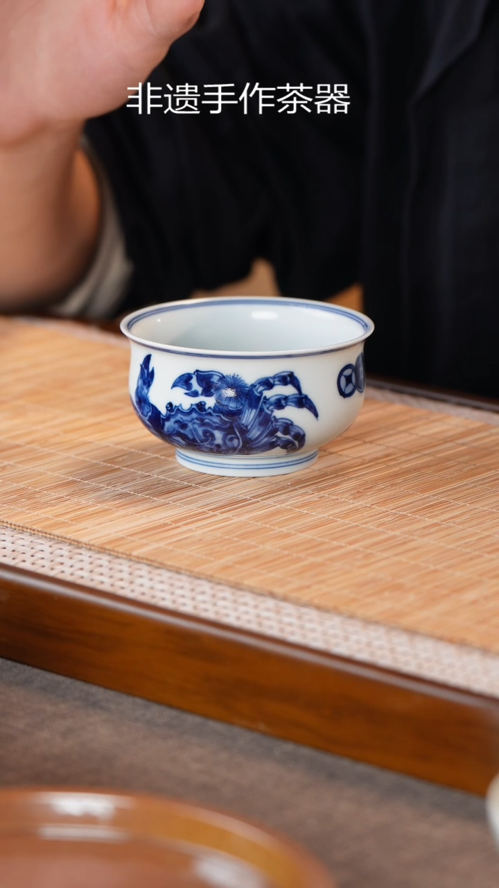 青花纯手绘茶杯高温瓷