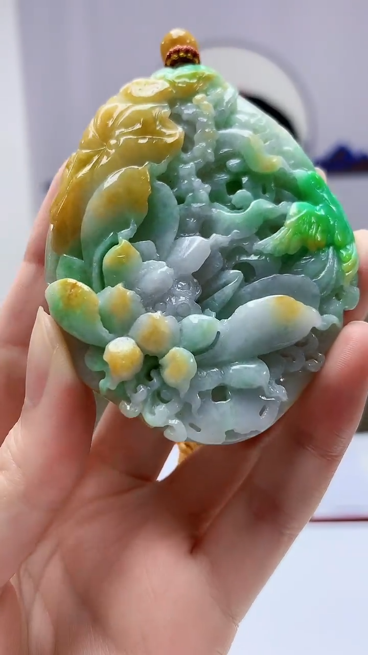 【闪购商品】定制翡翠未镶嵌4812zm-毛货挂件花137
