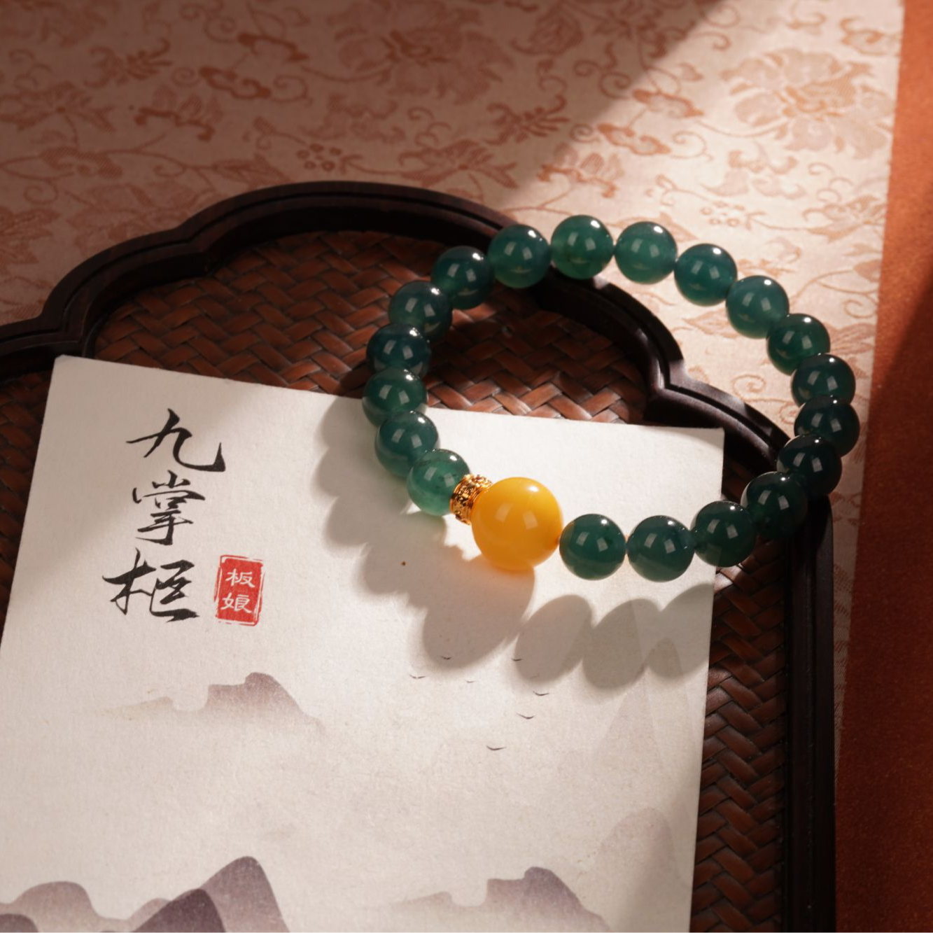 天然蓝水翡翠单圈手串简约18k金配饰—多样性发其一约10mm【JJ007】