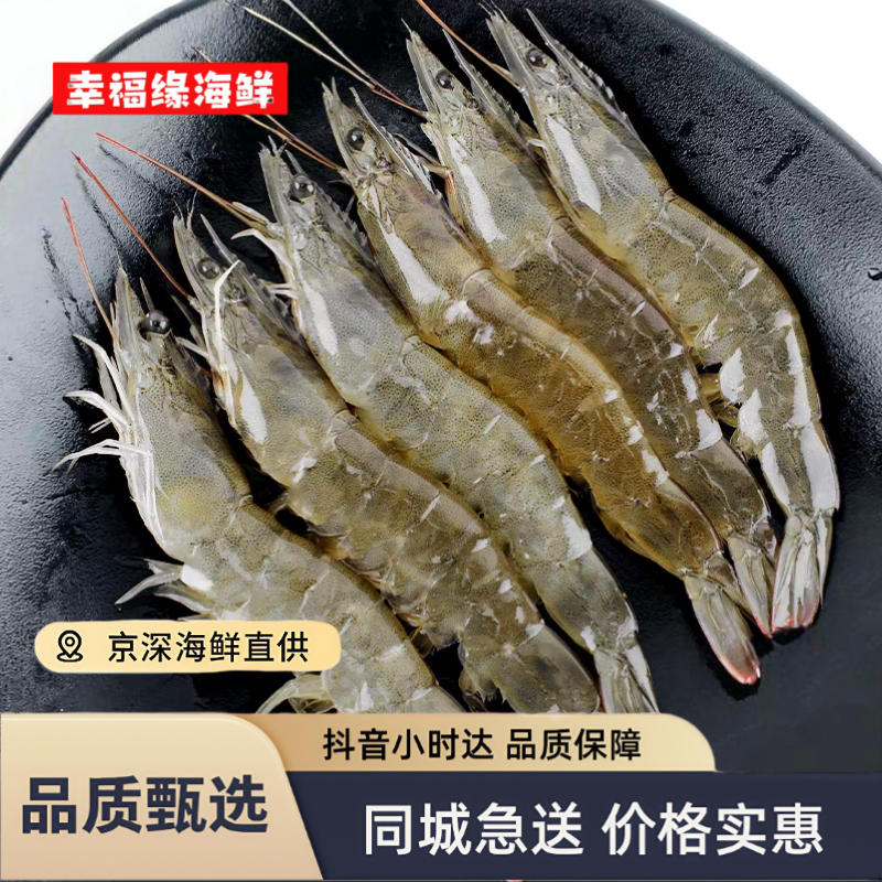 500g海白虾鲜活海鲜明虾白大对虾