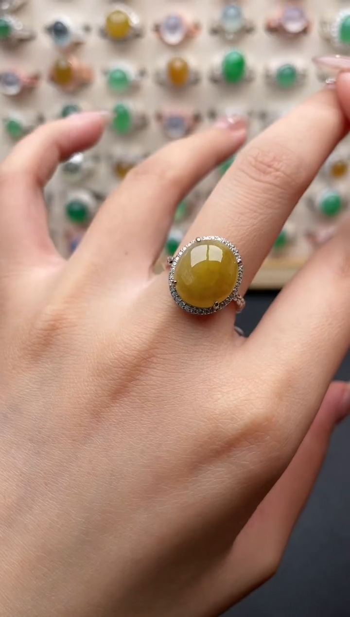 【闪购商品】翡翠戒指银S925镶嵌一物一证一礼盒