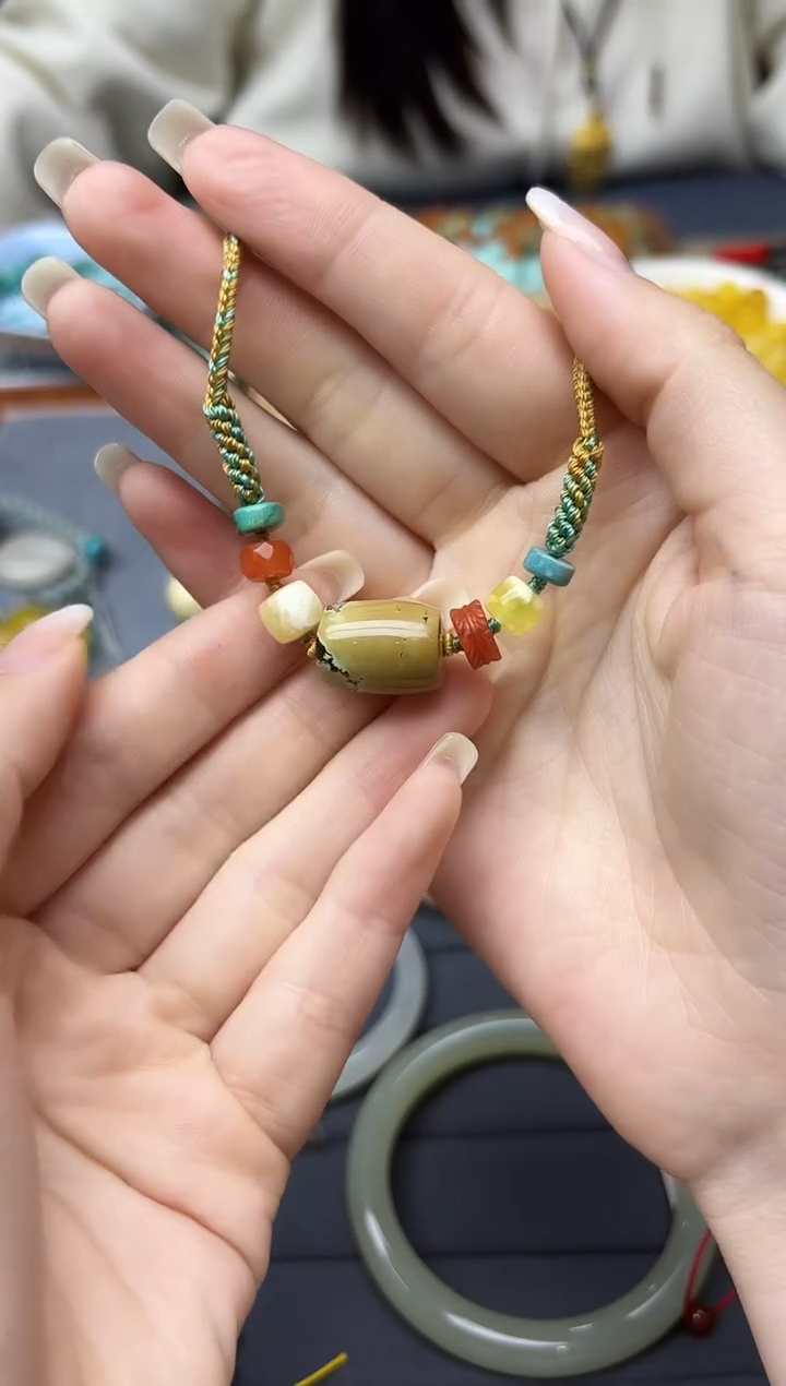 未镶嵌绿松石颈饰松石桶珠吊坠GW