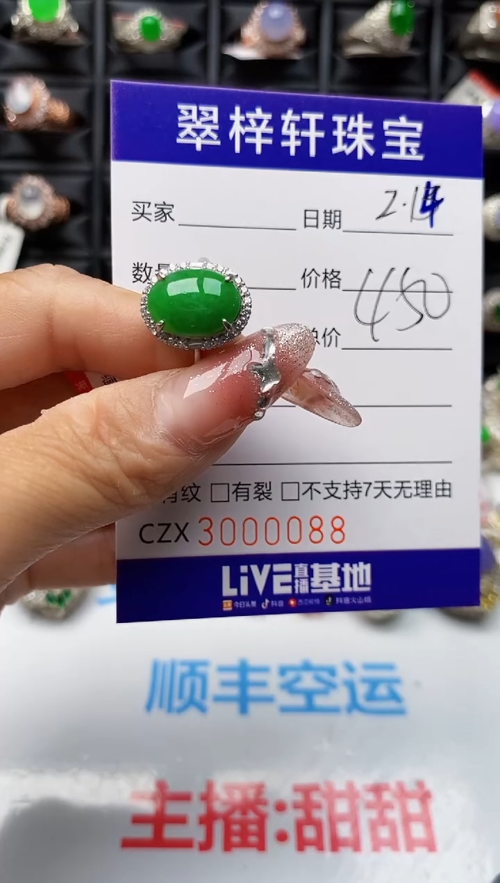 【闪购商品】翡翠戒指银S925镶嵌0088
