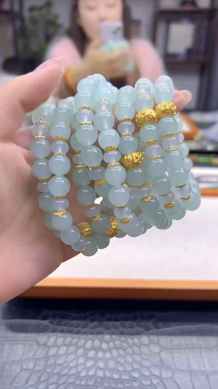 14K金镶嵌手链翡翠DIY款S979