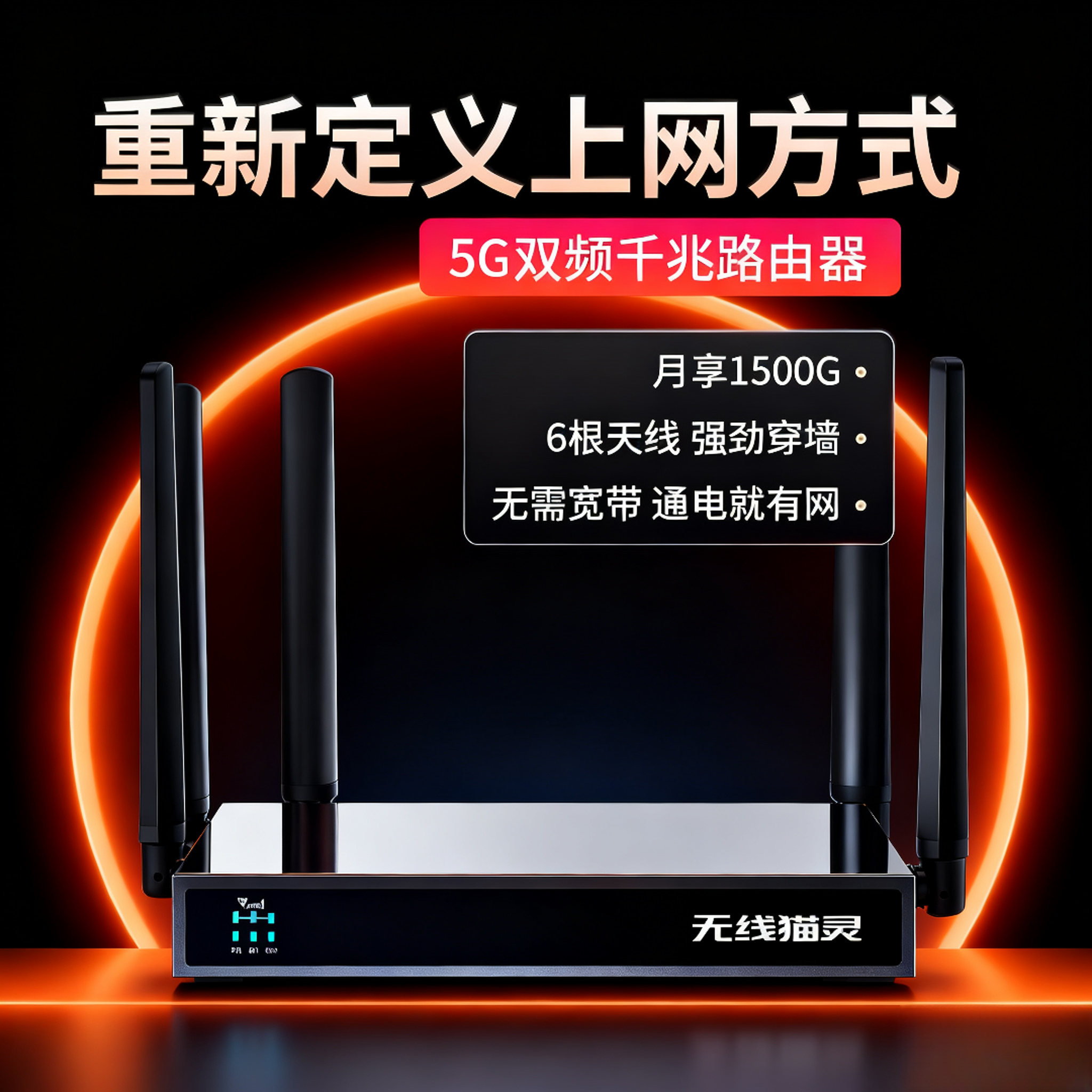 【免拉线宽带】千兆双频高速随身WiFi6双频便携式宽带免插卡路由器