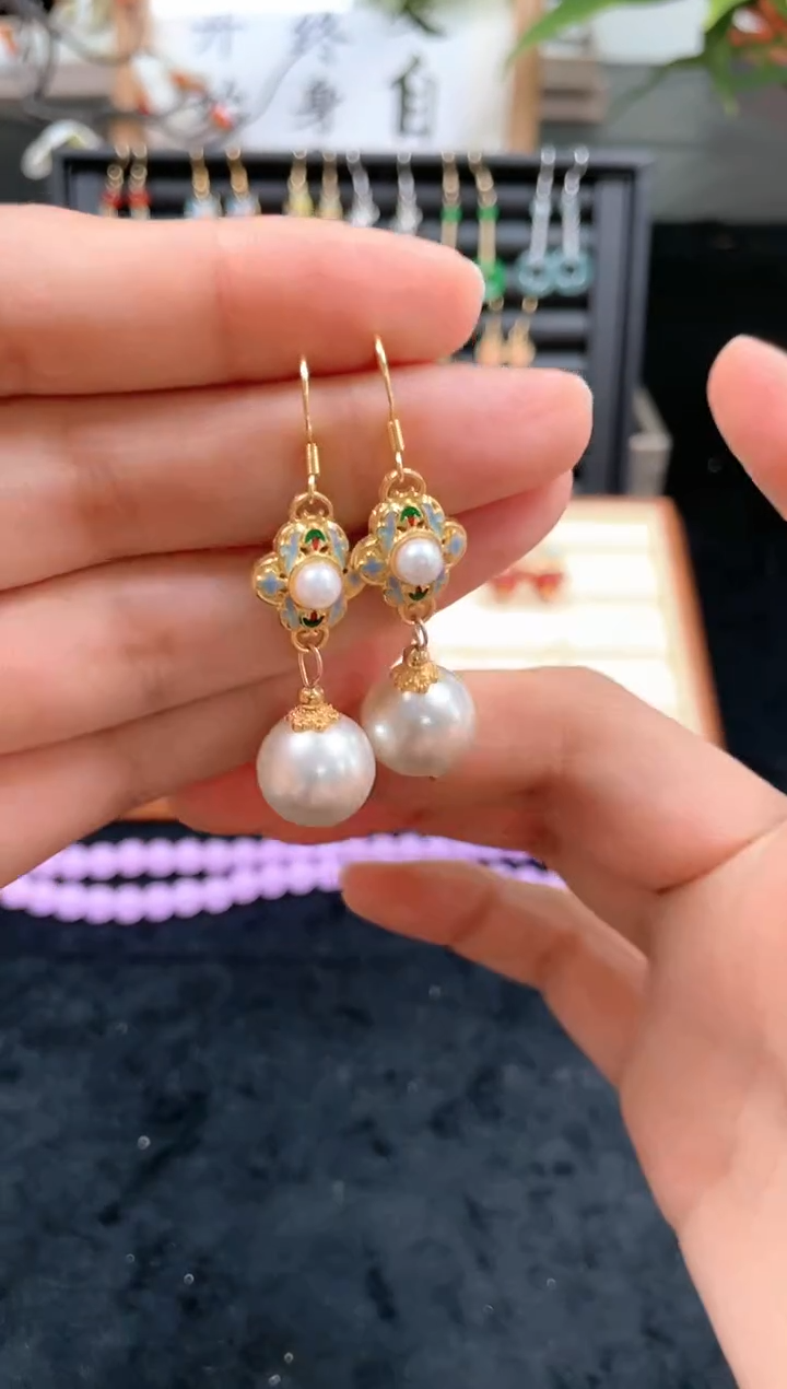 【闪购商品】拼合珍珠（马贝珠）耳饰银S925镀金镶嵌9060000