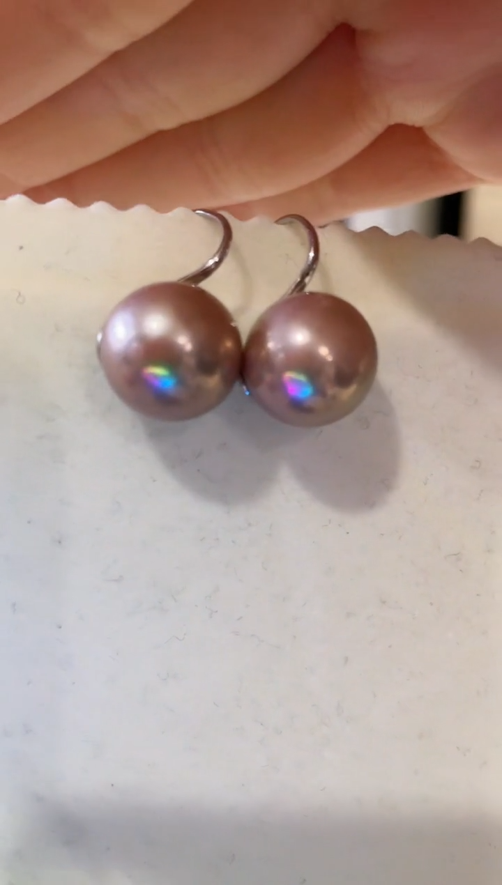 银S925镶嵌耳饰淡水珍珠天然珍珠耳钩