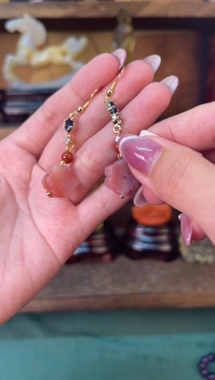 【闪购商品】玛瑙/玉髓耳环未镶嵌盐源雪花