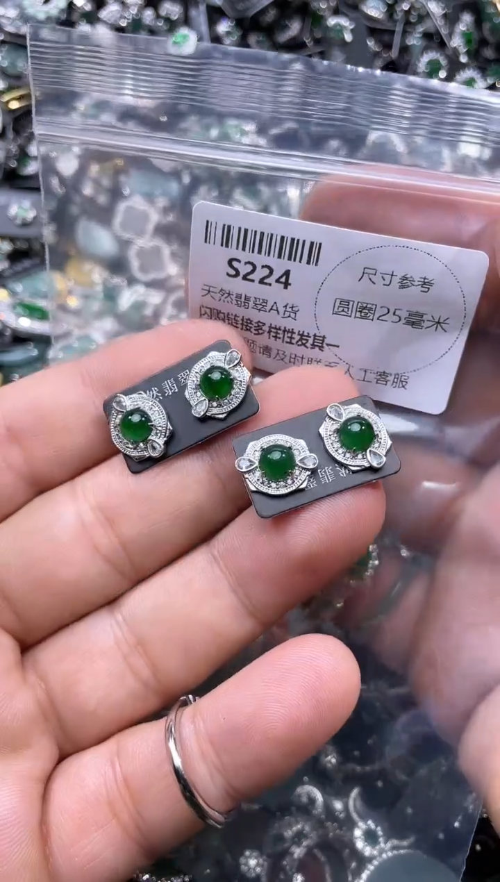【闪购商品】翡翠颈饰未镶嵌S224耳钉 多样性发其一