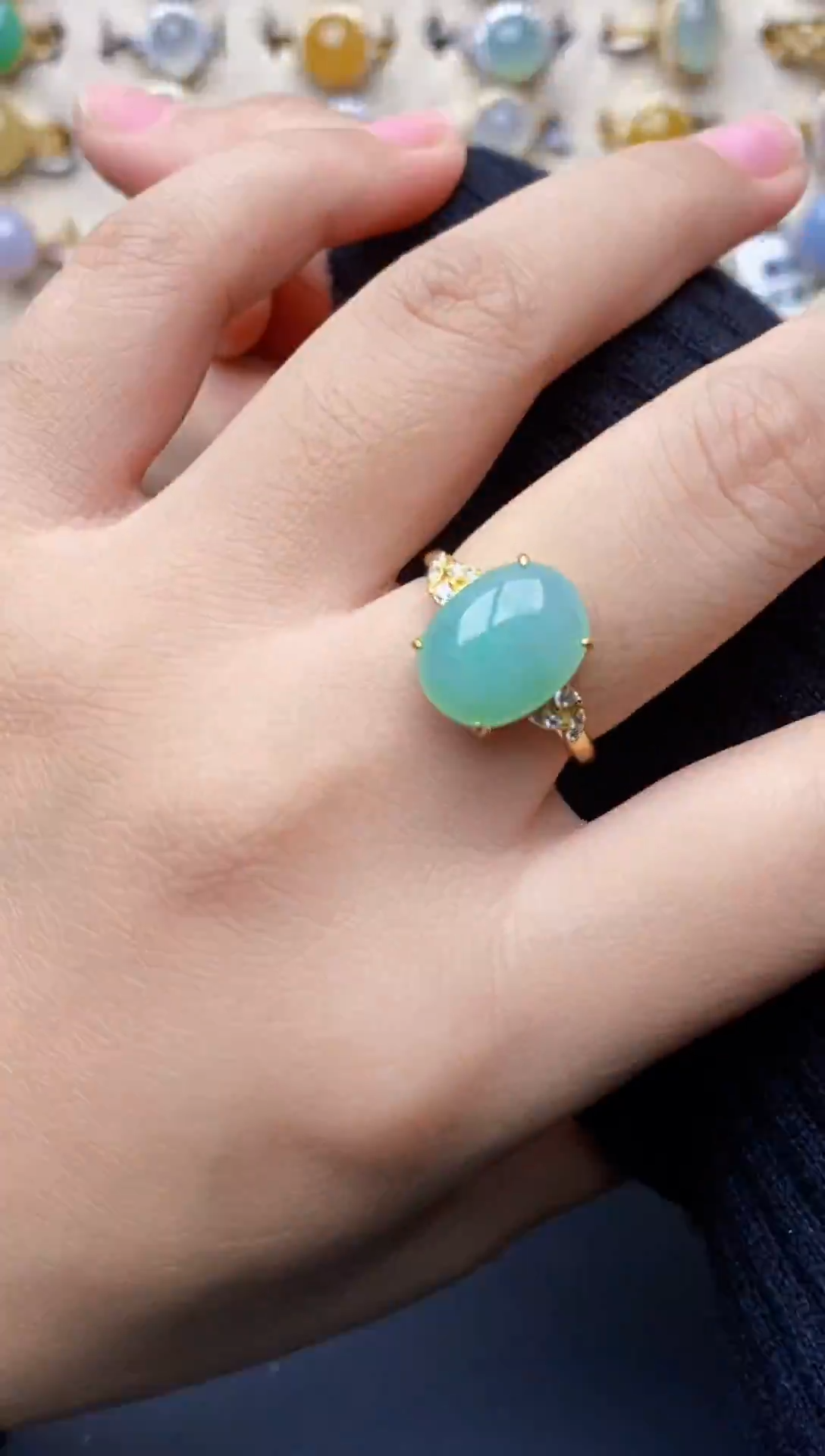 银S925镶嵌戒指翡翠8250