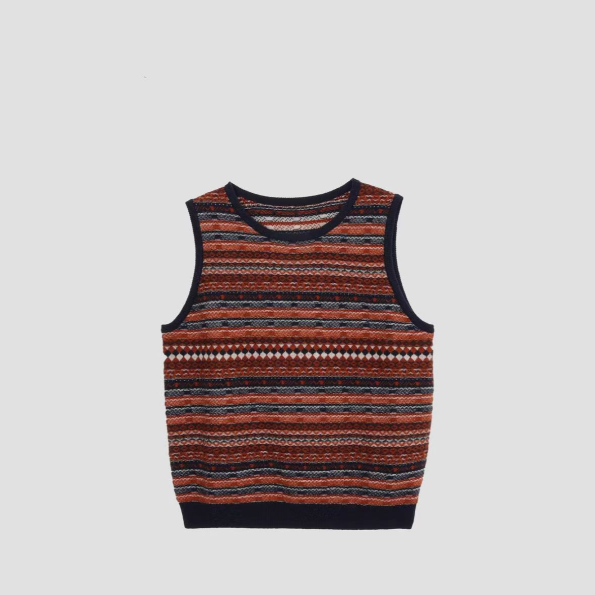 经典撞色条纹气质时尚软糯设计感马甲