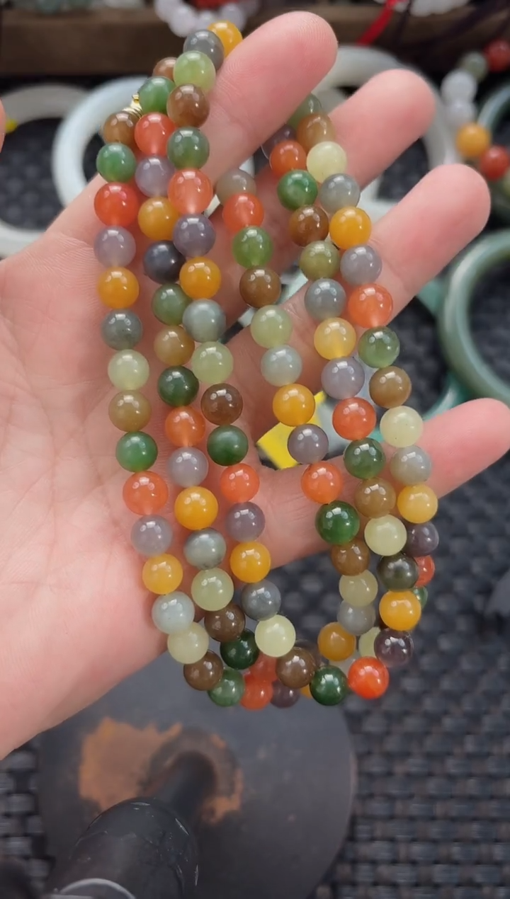 颈饰未镶嵌和田玉8mm多宝108长链