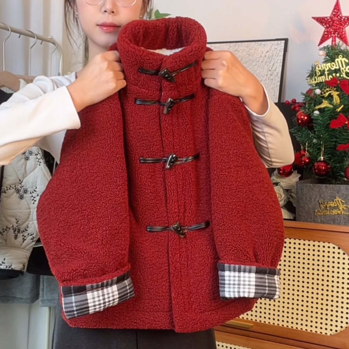 女童外套秋冬款2025新款洋气女宝宝圣诞拜年服儿童冬装毛毛衣