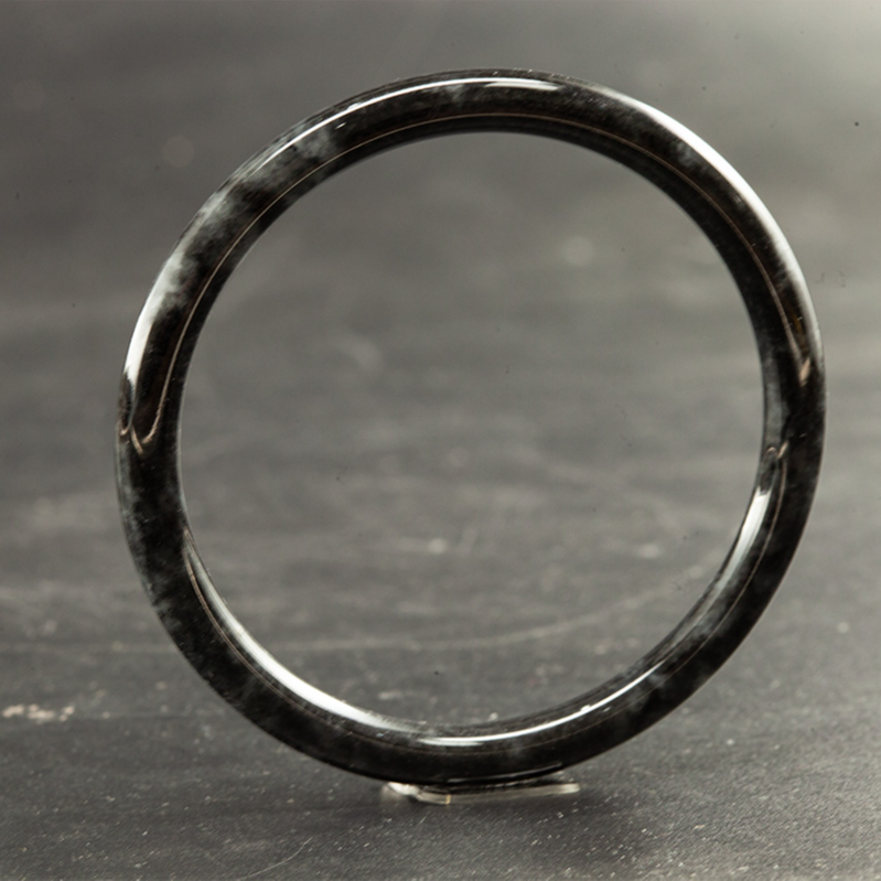 天然A货翡翠乌鸡圆条叮当手镯（54-59）