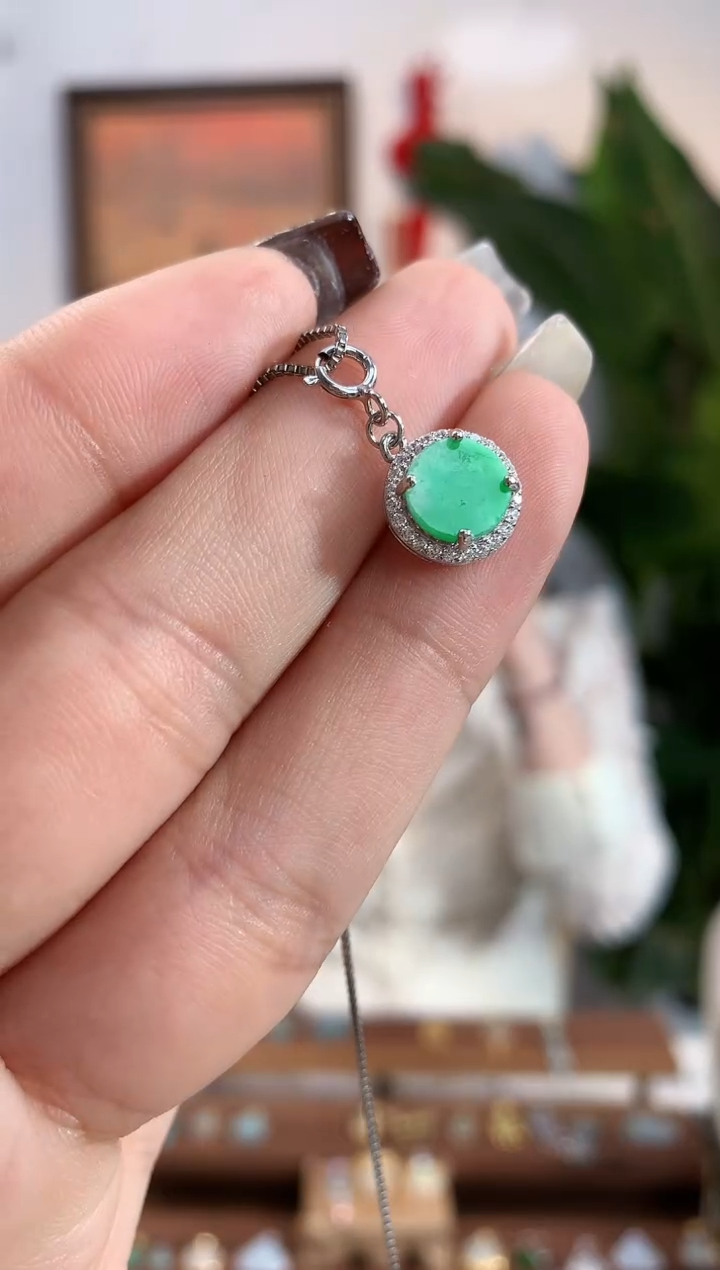 【闪购商品】翡翠银S925镶嵌吊坠(不含链)吊坠