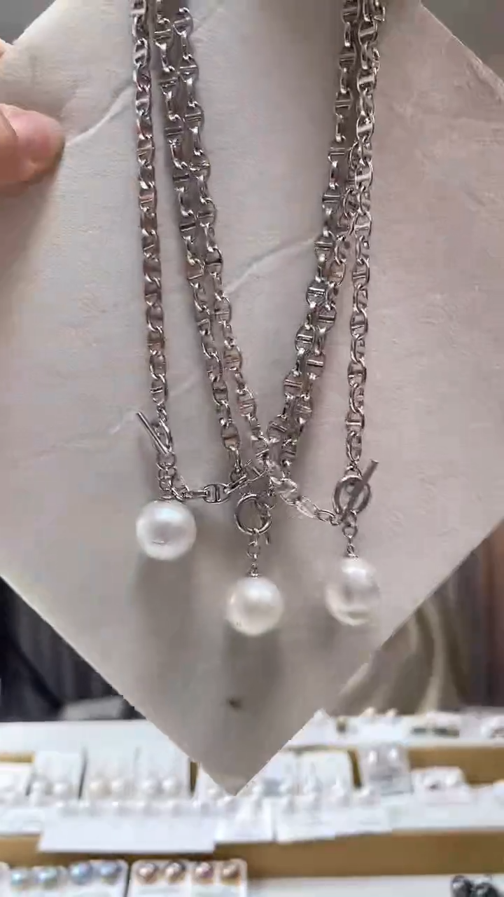 海水珍珠银S925镶嵌颈饰海水巴洛克吊坠（多样性发一）@@M16