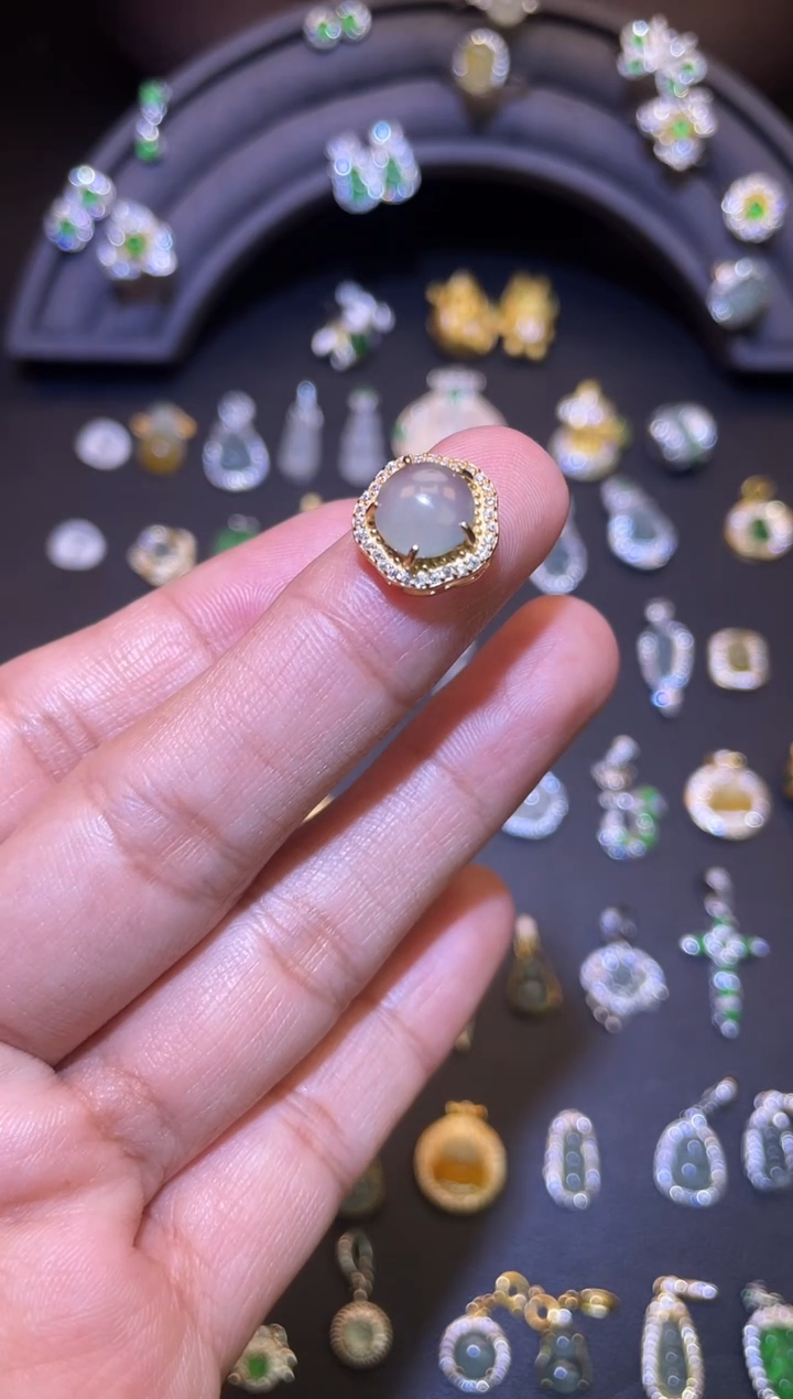 吊坠(不含链)银S925镶嵌翡翠1