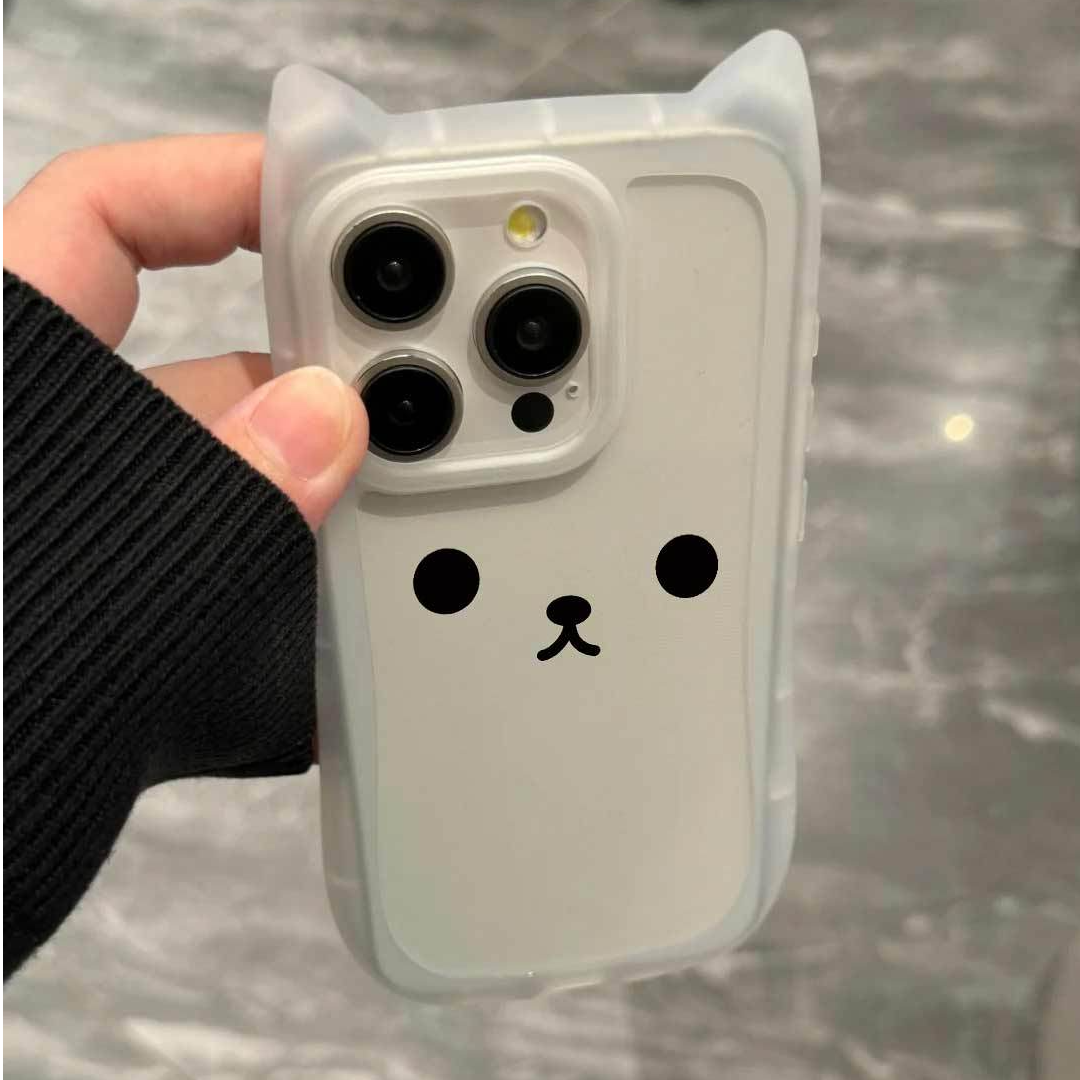 小猫表情猫耳朵适用iPhone15手机壳16Promax苹果13/12p女14Plus11