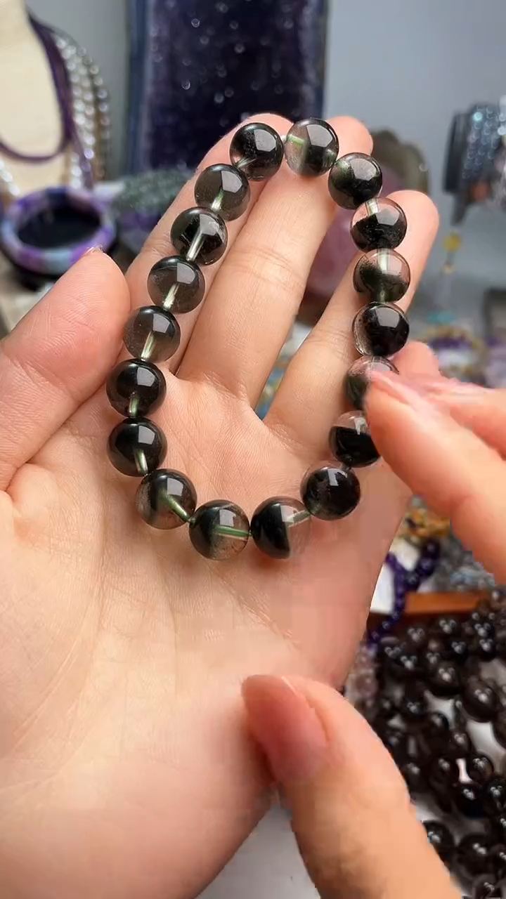 【闪购商品】水晶手链未镶嵌天然绿幽灵半盆11mm手链