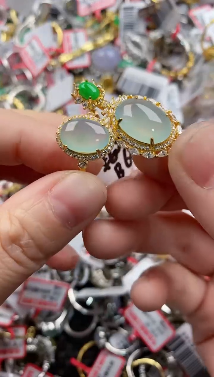 银S925镶嵌戒指翡翠3333----4