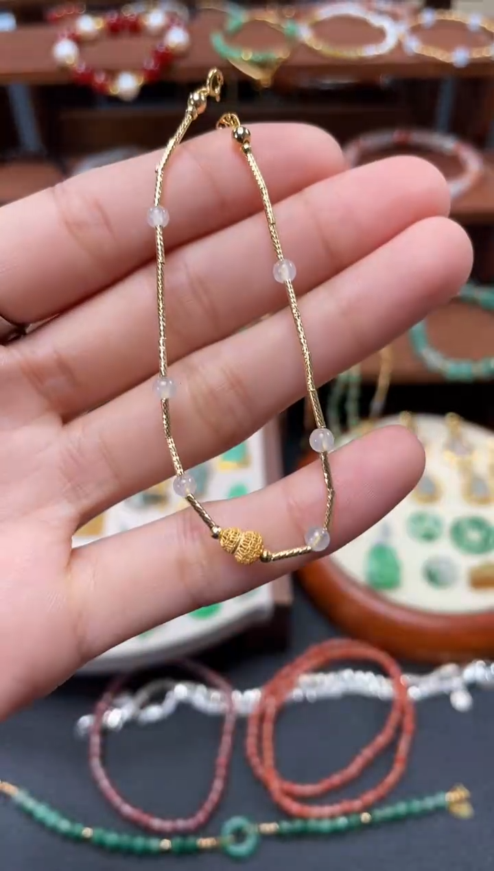 【闪购商品】翡翠套链18K金镶嵌一个  JK165