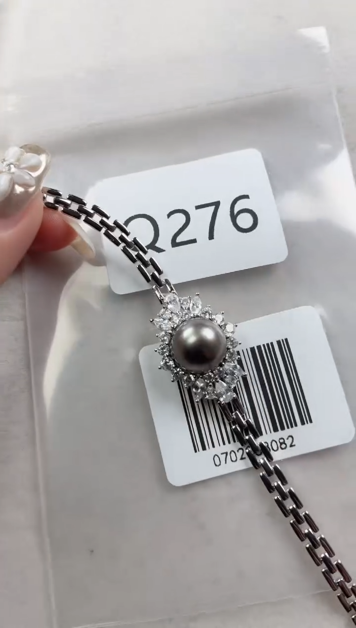 银S925镶嵌手链海水珍珠Q276