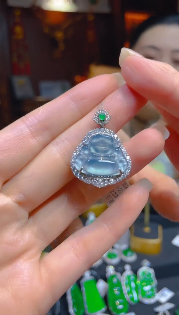 翡翠银S925镶嵌颈饰天然A货翡翠/48730