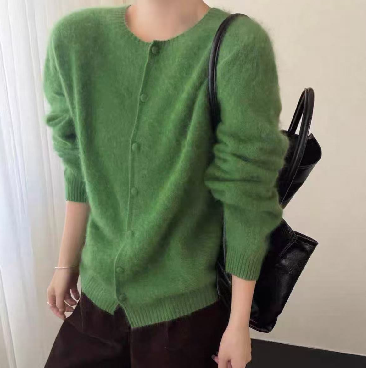 师兄2025新款羊绒水洗拉毛外套春秋冬针织毛衣开衫包布扣简易百搭