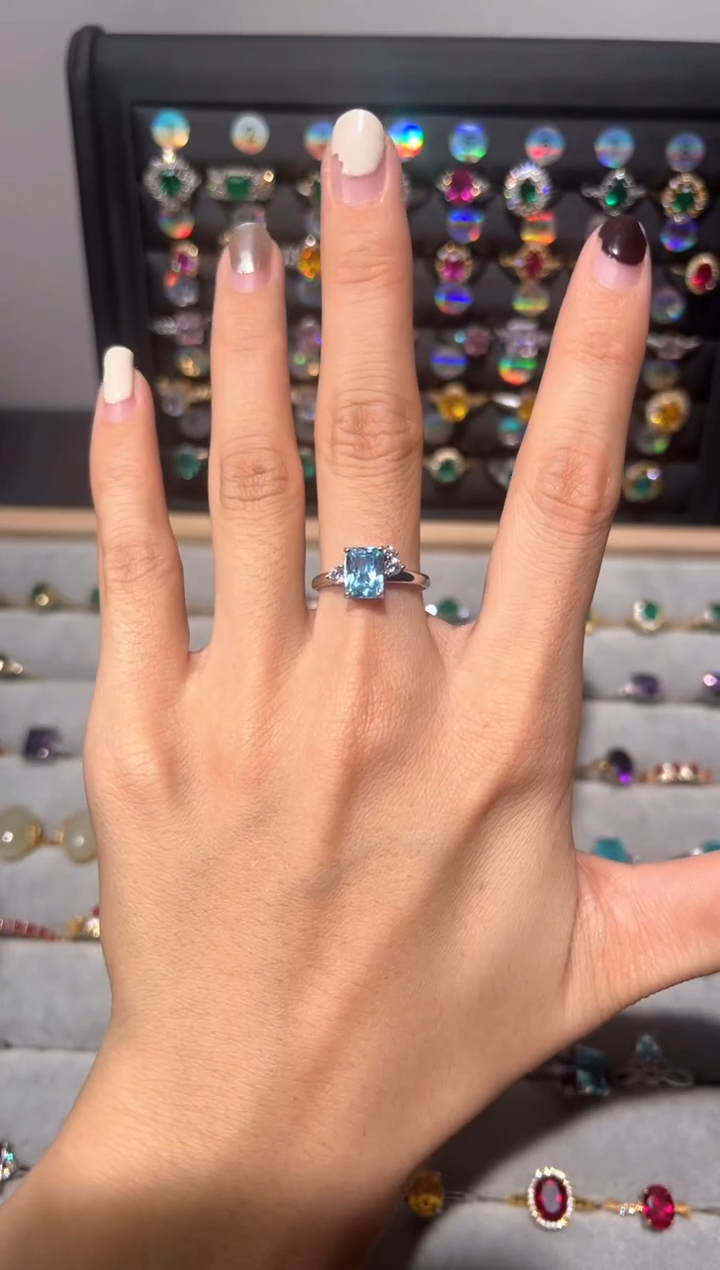 【闪购商品】海蓝宝石戒圈银S925镶嵌0000