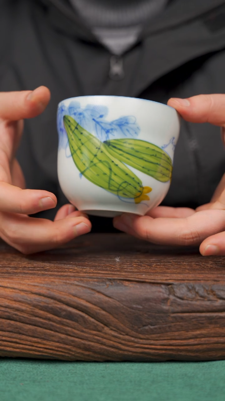 【闪购商品】瓷片45寻一缕瓷香杯釉下手工手绘瓷器