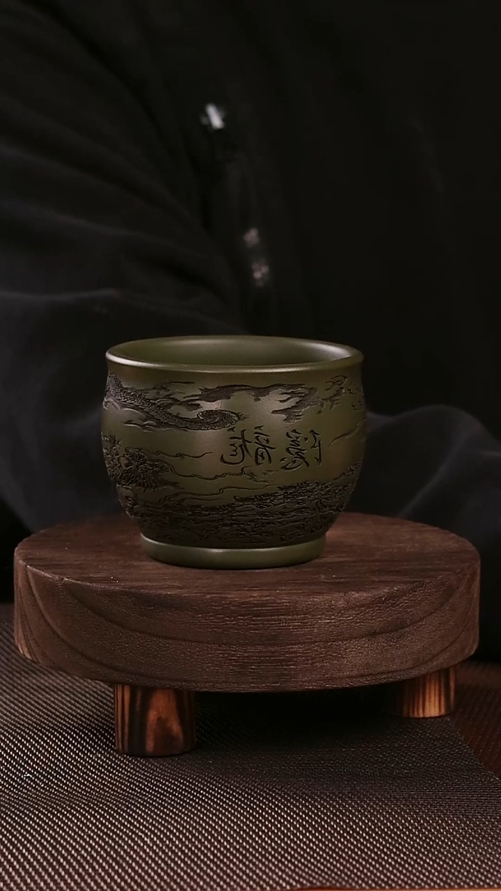 茶杯紫砂紫砂刻绘主人杯隐龙