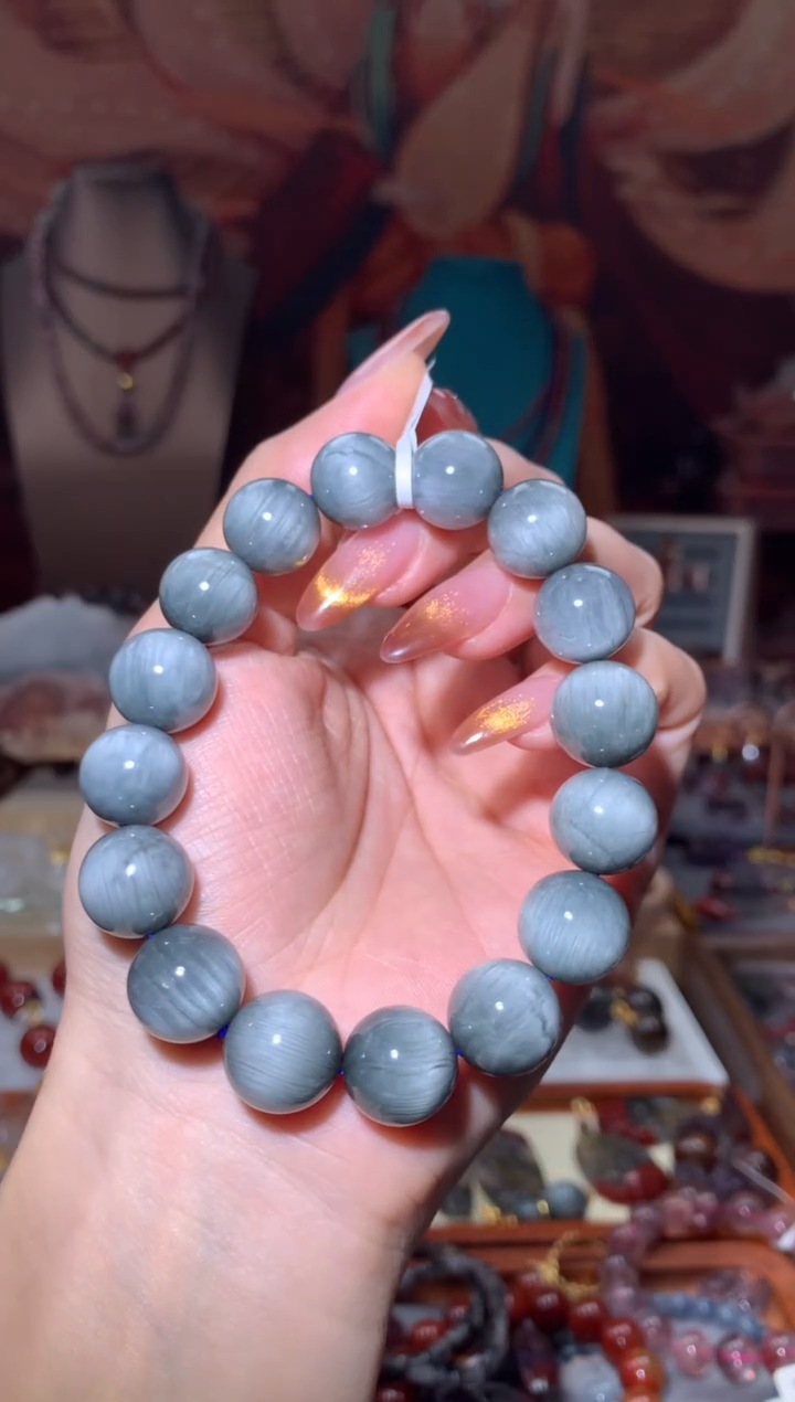 未镶嵌珠宝半成品水晶蓝灰兔毛手串13+mm多样性发其1