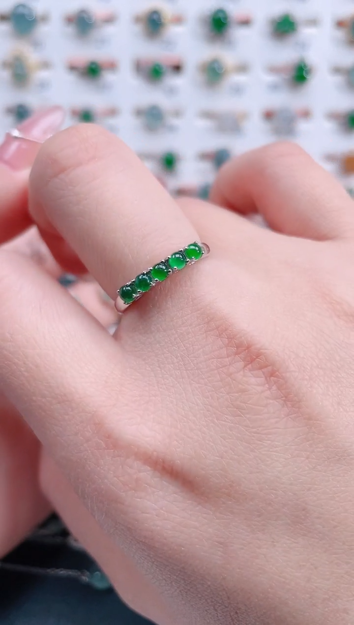 银S925镶嵌戒指翡翠天然翡翠