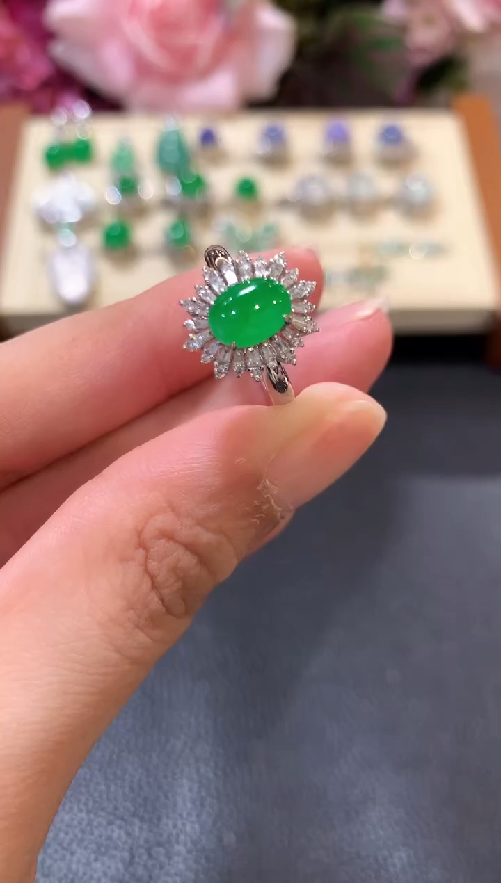 18K金镶嵌戒指翡翠z48   