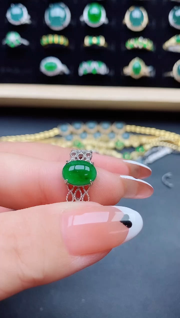 【闪购商品】翡翠银S925镶嵌戒指5085508