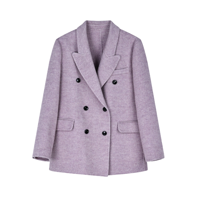 西装款短款时尚气质高端时尚双面手工毛呢大衣HD0003