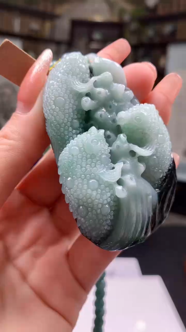 【闪购商品】定制翡翠18K金镶嵌1076ry-毛货挂件赠珠链18