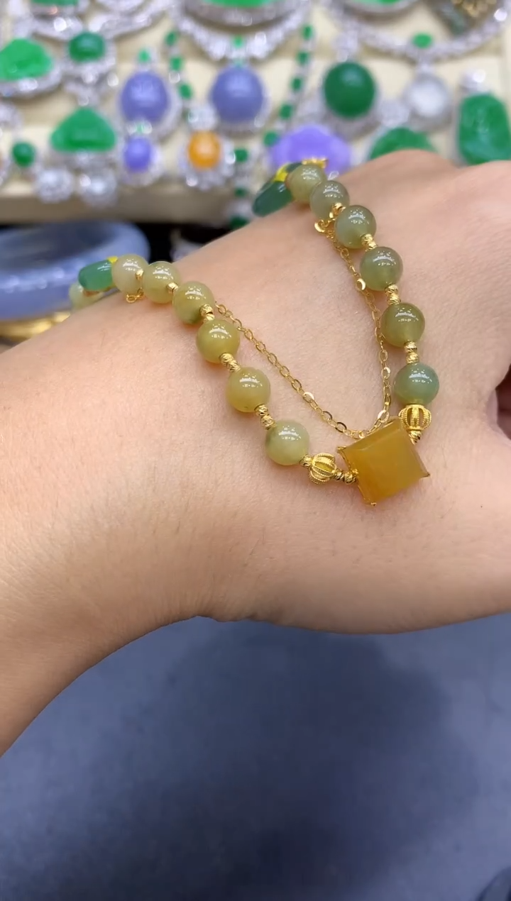 18K金镶嵌手链翡翠122-中国好珍宝