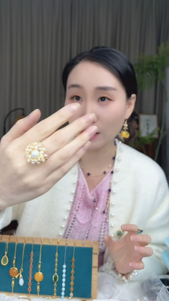 未镶嵌戒指淡水珍珠鸟巢戒指