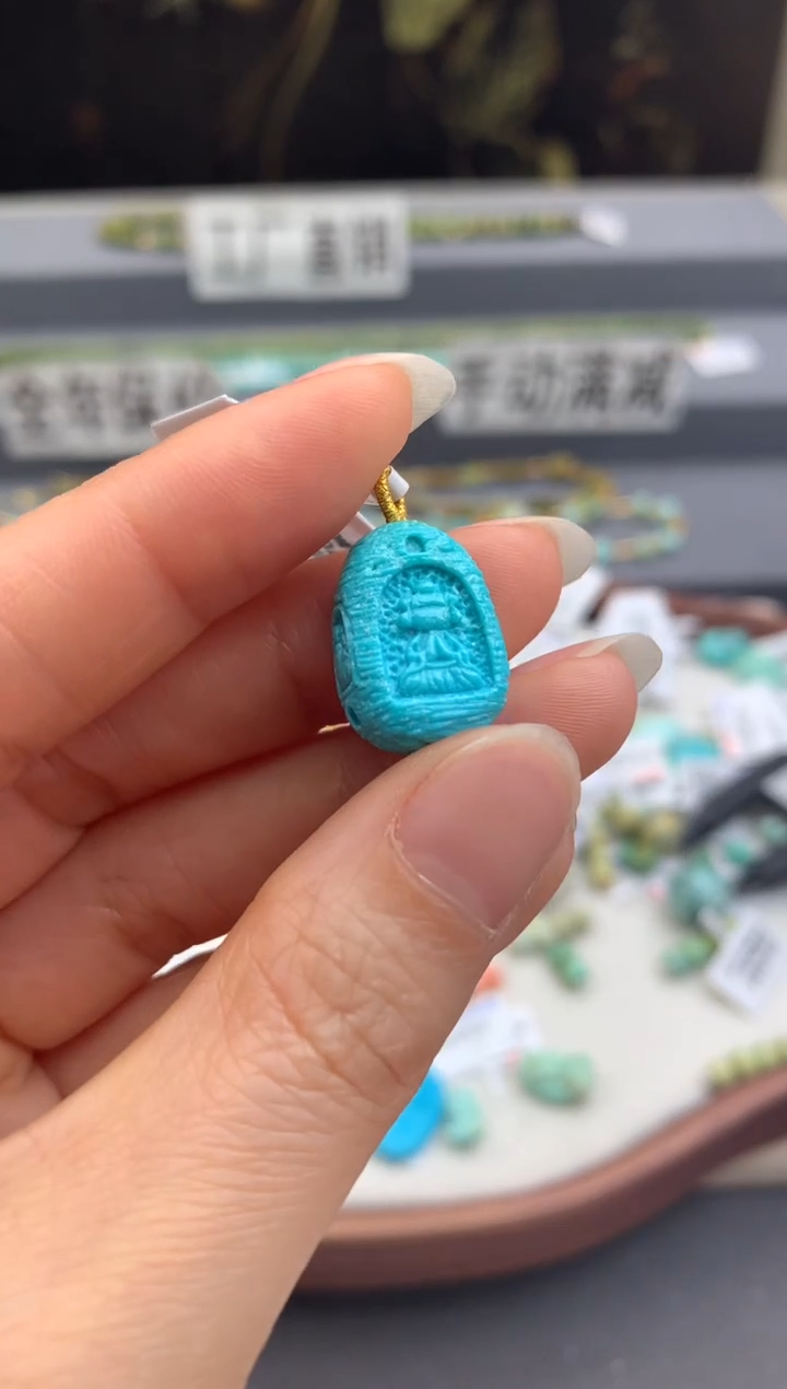 未镶嵌绿松石精工雕刻茜.C45